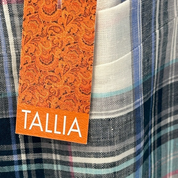 Tallia 100% Linen Plaid 2-Button Sport Coat Suit Jacket - Blue - size 46R - Picture 6 of 6